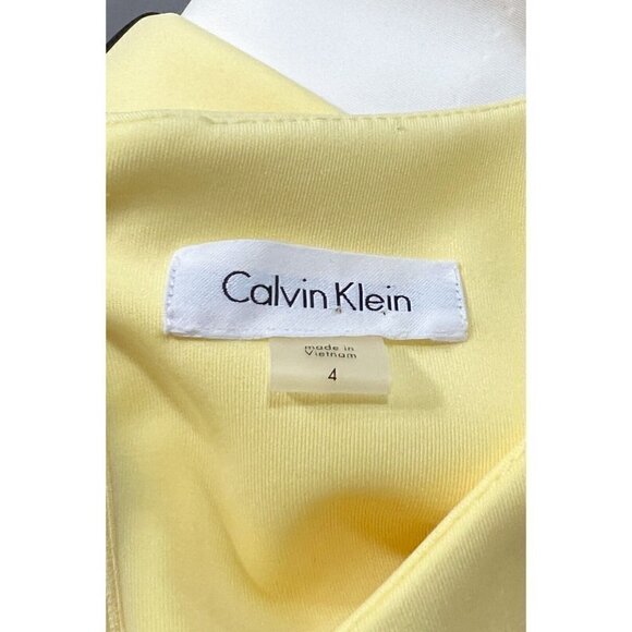 Calvin Klein Sz 4 Yellow Black Color Block Sheath Pencil Dress Stretch NWT NEW! - Picture 10 of 11